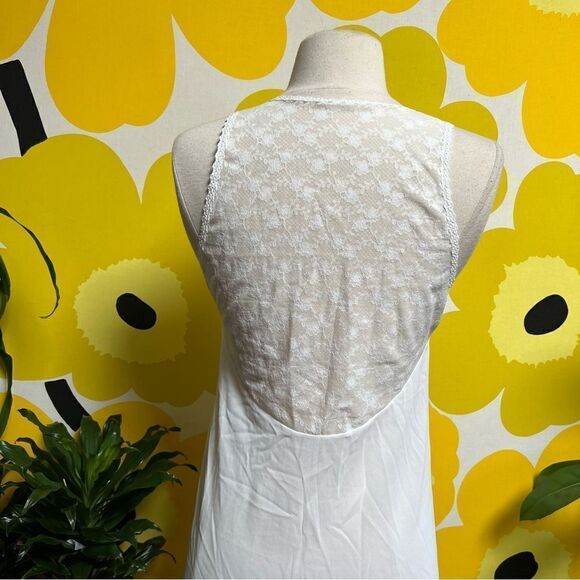 Dreamy Vintage 70s Semi Sheer Lace Back Wrap Tie Lingerie Slip Crepe Nightgown - Picture 6 of 11